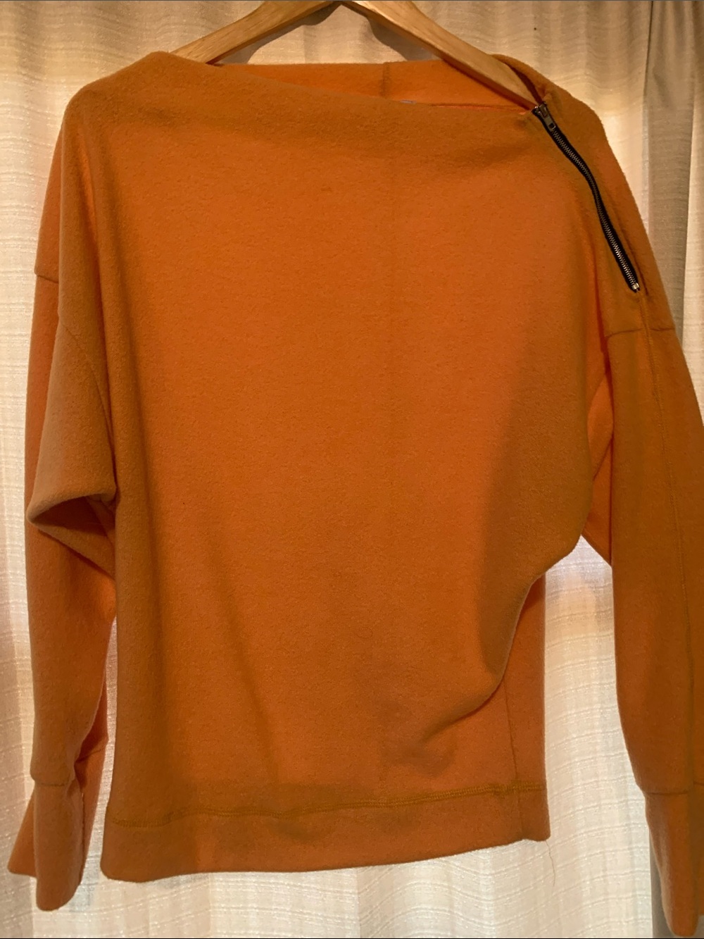 White Birch Orange Off-the-Shoulder Sweater with Shoulder Zip